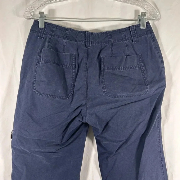 Eddie Bauer Hiking Pants Women's 4 Blue Zip Pockets Cargo Capri 100% Cotton - Picture 8 of 9